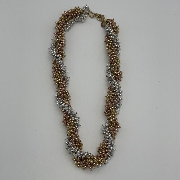 J. Crew Twisty Beaded Mixed Metal Necklace - Picture 3 of 5